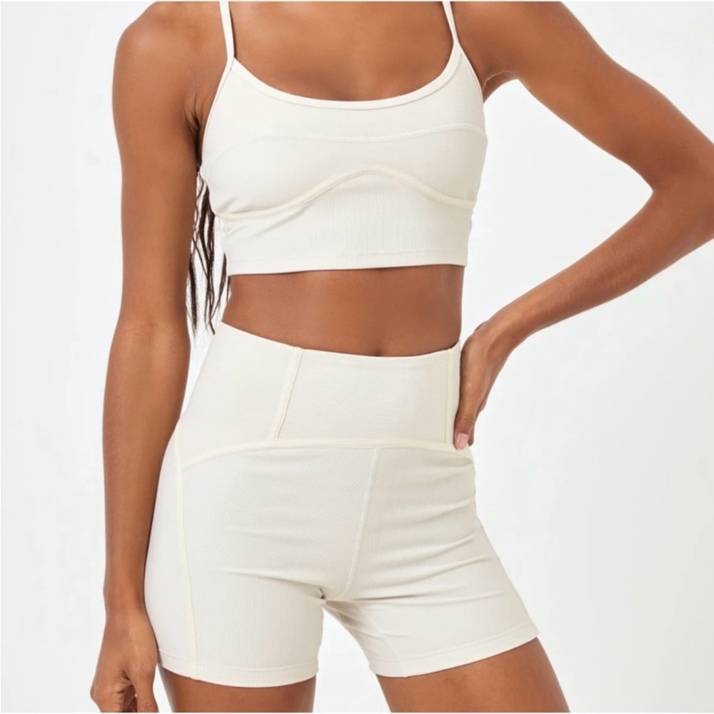 L*Space Cream Athletic Biker Shorts